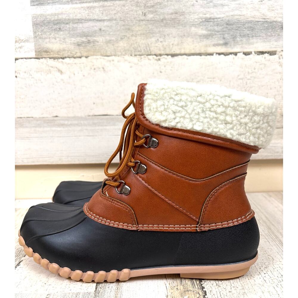 Outwoods Womens 10 Tan Brown Rain Duck Boots Sherpa Lined Waterproof NEW